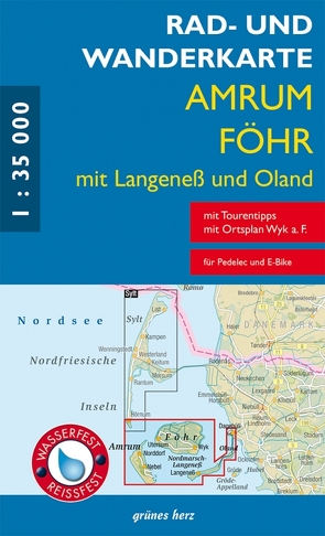 Rad- und Wanderkarte Amrum, Föhr mit Langeneß und Oland