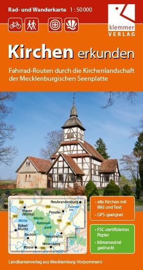 Rad- und Wanderkarte Kirchen erkunden in der Mecklenburgischen Seenplatte von Goerlt,  Heidi, Klemmer,  Klaus, Kuhlmann,  Christian