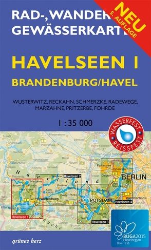 Rad-, Wander- und Gewässerkarte Havelseen 1: Brandenburg/Havel<br>(wasser- und reißfest)