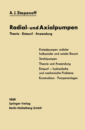 Radial- und Axialpumpen von Haltmeier,  Alexander, Stepanoff,  Alexey Joakim