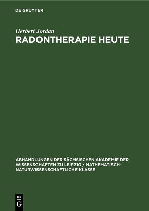 Radontherapie heute von Jordan,  Herbert