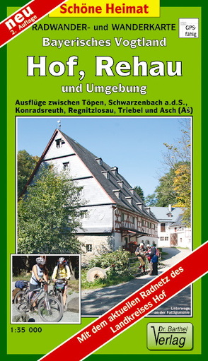 Radwander- und Wanderkarte Bayerisches Vogtland, Hof, Rehau und Umgebung