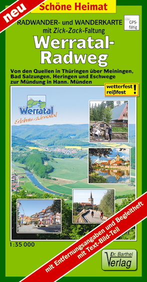 Radwanderkarte mit Zick-Zack-Faltung Werratal-Radweg