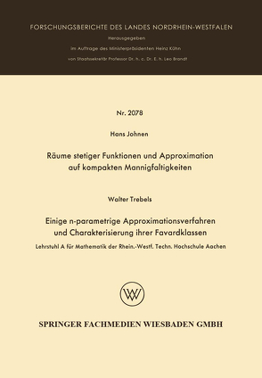 Räume stetiger Funktionen und Approximation auf kompakten Mannigfaltigkeiten von Johnen,  Hans