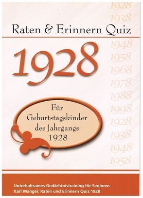 Raten und Erinnern Quiz 1928 von Mangei,  Karl