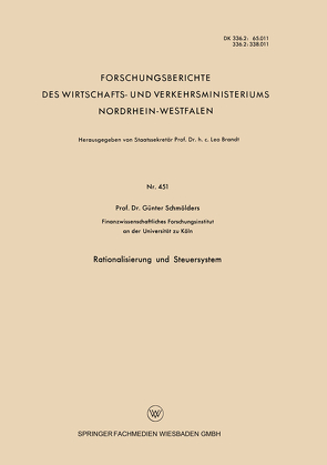 Rationalisierung und Steuersystem von Schmölders,  Günter