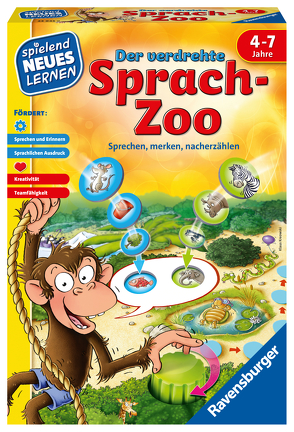 Ravensburger 24945 – Der verdrehte Sprach-Zoo – Spielen und Lernen für Kinder, Lernspiel für Kinder von 4-7 Jahren, Spielend Neues Lernen für 2-4 Spieler von Kreowski,  Klaus