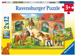 Ravensburger Kinderpuzzle – 05178 Ferien auf dem Pferdehof – Puzzle für Kinder ab 3 Jahren, mit 2×12 Teilen