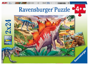 Ravensburger Kinderpuzzle – 05179 Wilde Urzeittiere – Puzzle für Kinder ab 4 Jahren, mit 2×24 Teilen