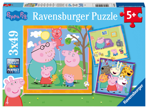 Ravensburger Kinderpuzzle 05579 – Peppas Familie und Freunde – 3×49 Teile Peppa Pig Puzzle für Kinder ab 5 Jahren