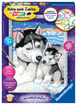 Ravensburger Malen nach Zahlen 28479 – Husky Kuss – Kinder ab 7 Jahren