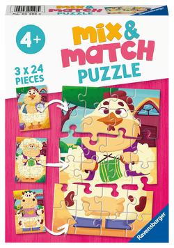 Ravensburger Kinderpuzzle – 05198 Mix&Match Meine Bauernhoffreunde – Puzzle für Kinder ab 4 Jahren, mit 3×24 Teilen