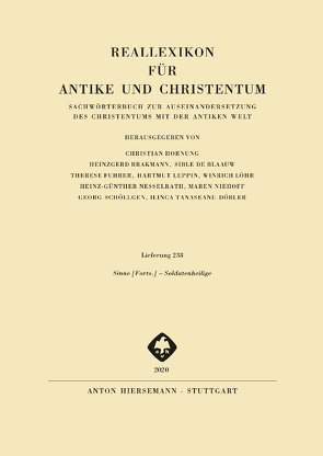 Reallexikon für Antike und Christentum von Brakmann,  Heinzgerd, de Blaauw,  Sible, Fuhrer,  Therese, Hornung,  Christian, Leppin,  Hartmut, Löhr,  Winrich, Nesselrath,  Heinz-Günther, Niehoff,  Maren, Tanaseanu-Doebler,  Ilinca