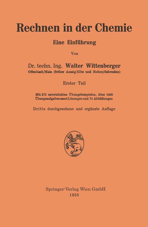 Rechnen in der Chemie von Wittenberger,  Walter