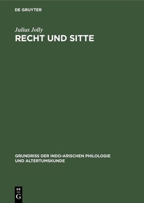 Recht und Sitte von Jolly,  Julius