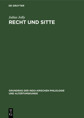 Recht und Sitte von Jolly,  Julius