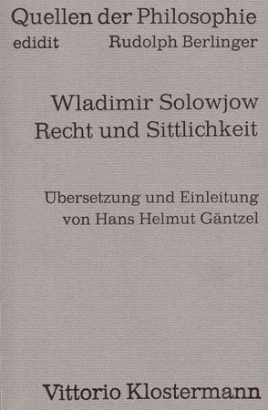 Recht und Sittlichkeit von Gäntzel,  Hans Helmut, Solowjow,  Wladimir