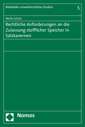 Rechtliche Anforderungen an die Zulassung stofflicher Speicher in Salzkavernen von Schulz,  Merlin