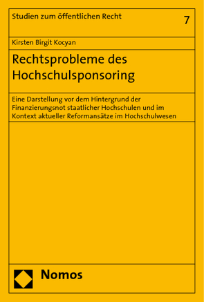 Rechtsprobleme des Hochschulsponsoring von Kocyan,  Kirsten Birgit