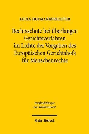 Rechtsschutz bei überlangen Gerichtsverfahren im Lichte der Vorgaben des EGMR von Hofmarksrichter,  Lucia