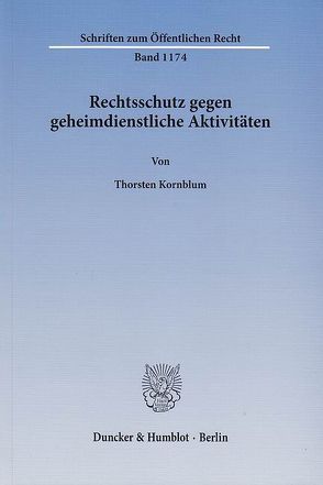 Rechtsschutz gegen geheimdienstliche Aktivitäten. von Kornblum,  Thorsten