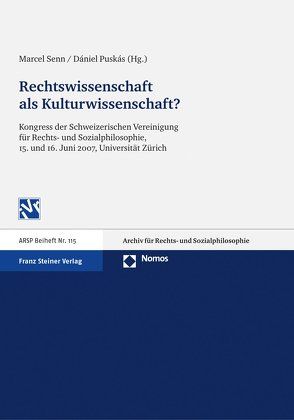 Rechtswissenschaft als Kulturwissenschaft? von Puskás,  Dániel, Senn,  Marcel