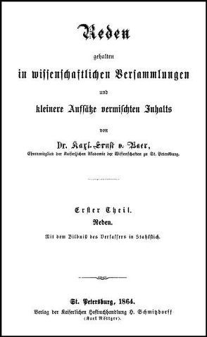 Reden und kleinere Aufsätze von Baer,  Karl E von, Breidbach,  Olaf