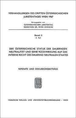 Referate zu Verosta, Die dauernde Neutralität von Kirchschläger,  Rudolf, Pahr,  Willibald