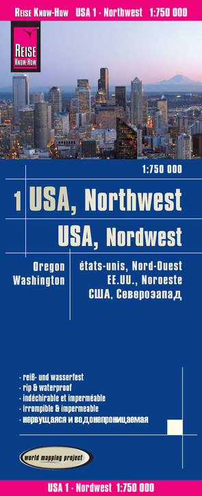 Reise Know-How Landkarte USA 01, Nordwest (1:750.000) : Washington und Oregon von Peter Rump,  Reise Know-How Verlag