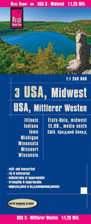 Reise Know-How Landkarte USA 03, Mittlerer Westen / USA, Midwest (1.1.250.000) : Illinois, Indiana, Iowa, Michigan, Minnesota, Missouri, Wisconsin von Peter Rump,  Reise Know-How Verlag