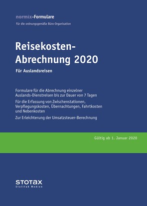 Reisekosten-Abrechnung 2020, Auslandsreisen, Formularblock