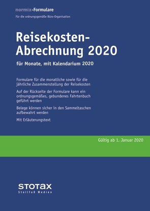 Reisekosten-Abrechnung 2020 mit Kalendarium