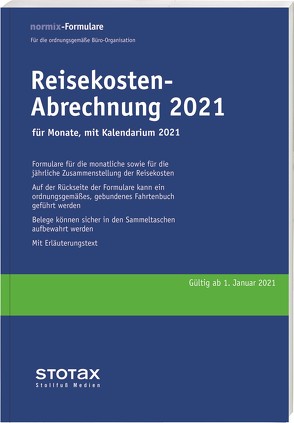 Reisekosten-Abrechnung 2021 mit Kalendarium