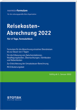 Reisekosten-Abrechnung 2022, für 1-7 Tage, Formularblock