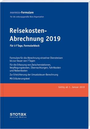 Reisekosten-Abrechnung 2019, für 1-7 Tage, Formularblock