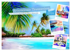 Reiseträume Traumreisen. Die schönsten Reiseziele der Welt in Watercolor (Wandkalender 2024 DIN A2 quer), CALVENDO Monatskalender von Lehmann,  Steffani