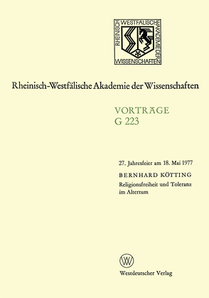 Religionsfreiheit und Toleranz im Altertum von Kötting,  Bernhard