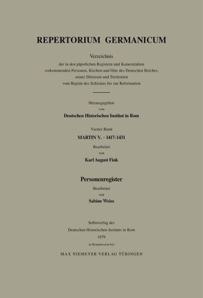 Repertorium Germanicum. Martin V. (1417-1431) / Personenregister von Weiß,  Sabine