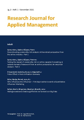 Research Journal for Applied Management – Jg. 2, Heft 1 von Böckenholt,  Ingo, Durai,  S. Raja Sethu, Edler,  Ronja, Friesendorf,  Cordelia, Küpper,  Yvonne, Rommel,  Kai, Samunderu,  Eyden