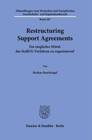 Restructuring Support Agreements. von Baschnagel,  Markus