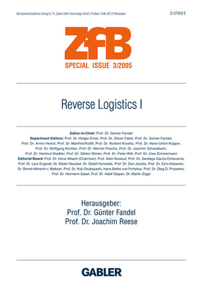 Reverse Logistics I von Fandel,  Günter, Reese,  Joachim