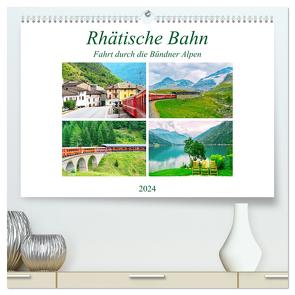 Rhätische Bahn – Fahrt durch die Bündner Alpen (hochwertiger Premium Wandkalender 2024 DIN A2 quer), Kunstdruck in Hochglanz von Schwarze,  Nina