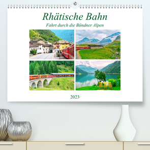 Rhätische Bahn – Fahrt durch die Bündner Alpen (Premium, hochwertiger DIN A2 Wandkalender 2023, Kunstdruck in Hochglanz) von Schwarze,  Nina