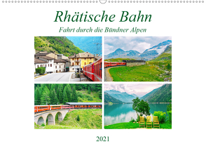 Rhätische Bahn – Fahrt durch die Bündner Alpen (Wandkalender 2021 DIN A2 quer) von Schwarze,  Nina