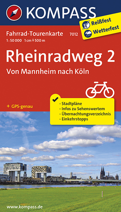 Fahrrad-Tourenkarte Rheinradweg 2, Von Mannheim nach Köln von KOMPASS-Karten GmbH