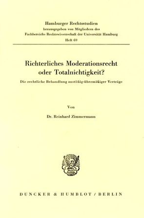 Richterliches Moderationsrecht oder Totalnichtigkeit? von Zimmermann,  Reinhard