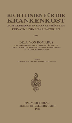 Richtlinien für die Krankenkost von von Domarus,  Alexander