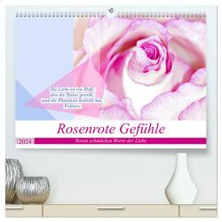 Rosenrote Gefühle, Rosen schmücken Worte der Liebe (hochwertiger Premium Wandkalender 2024 DIN A2 quer), Kunstdruck in Hochglanz von Marten,  Martina