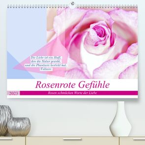 Rosenrote Gefühle, Rosen schmücken Worte der Liebe (Premium, hochwertiger DIN A2 Wandkalender 2023, Kunstdruck in Hochglanz) von Marten,  Martina