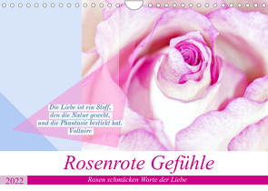 Rosenrote Gefühle, Rosen schmücken Worte der Liebe (Wandkalender 2022 DIN A4 quer) von Marten,  Martina